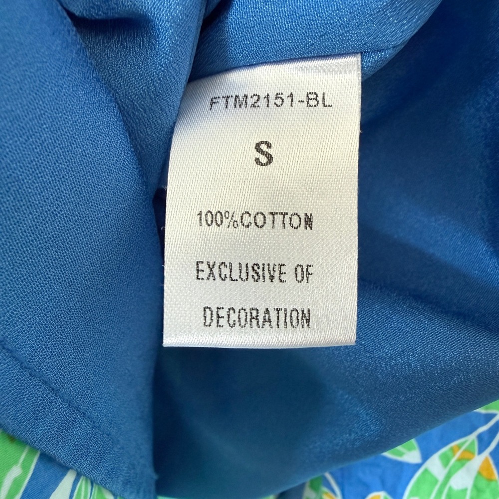 THML Dress Womens Small Blue Green Floral Tiered Midi Boho Cotton Summer Preppy - Picture 6 of 6